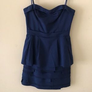 BCBGMaxazria Strapless Mini Dress in Blue